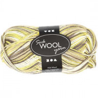 Pelote de laine pour chaussettes, L: 200 m, harmonie vert/brun, 50gr [HOB-41319]