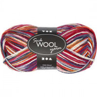 Pelote de laine pour chaussettes, L: 200 m, harmonie bleu/rouge, 50gr [HOB-41320]