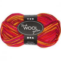 Pelote de laine pour chaussettes, L: 200 m, harmonie rouge/orange, 50gr [HOB-41321]