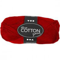 Pelote de laine de coton , L: 165 m,  6S/4 , rouge, rouge, 50gr [HOB-421080]