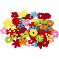 Fleurs en feutre, plus grand format 35x45 mm, épaisseur 1,2 mm, 135assortis [HOB-45071]