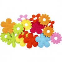 Fleurs en feutre, plus grand format 35x45 mm, épaisseur 1,2 mm, 16assortis [HOB-450731]