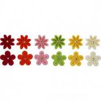 Fleurs en feutre, d: 30 mm, épaisseur 2,5 mm, fleurs avec strass, 12assortis [HOB-450760]