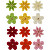 Fleurs en feutre, d: 30 mm, épaisseur 2,5 mm, 120assortis [HOB-450761]