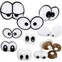 Yeux amusants, dim. 2-3 cm, avec clip, 9assortis [HOB-500960]
