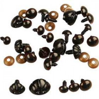Yeux et nez d'ours en peluche, d: 10-15 mm, dim. 15-25 mm, 130assortis [HOB-50098]