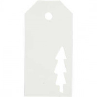 Étiquettes cadeau, dim. 5x10 cm,  300 gr, blanc, Sapin de Noël, 15pièces [HOB-50995]