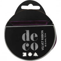 Ruban de velours, l: 6 mm, violet foncé, 10m [HOB-51308]