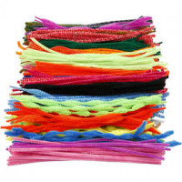 Fil chenille, épaisseur 5-12 mm, L: 30 cm, Couleurs assorties, 500assortis [HOB-51610]