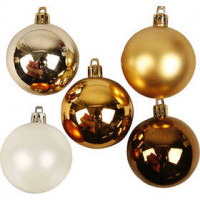 Boules de Noël, d: 6 cm, harmonie or, 20pièces [HOB-52158]