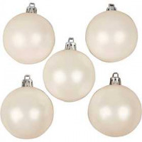 Boules de Noël, d: 6 cm, blanc, nacré, 20pièces [HOB-52164]