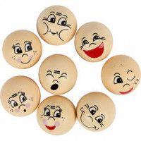 Têtes emoticône , d: 20 mm, Bois, 16assortis [HOB-57094]
