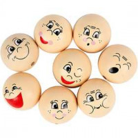 Têtes emoticône, d: 30 mm, Bois, 16assortis [HOB-57095]