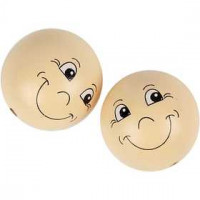 Boules en bois avec visage, d: 40 mm, Bois, 10pièces [HOB-57100]