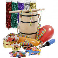 Tonneau pour carnaval avec accessoires, h: 38 cm, pin, petit, 1set [HOB-59208]
