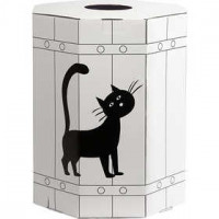 Baril de carnaval, h: 39 cm, d: 31 cm, blanc/noir, carton, 1pièce [HOB-59211]