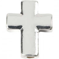 Perle en croix, dim. 13x17 mm, la taille du trou 2 mm, argenté, 3pièces [HOB-60113]