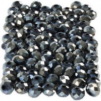 Perles à facettes, dim. 5x6 mm, la taille du trou 1 mm, noir métallique, 100pièces [HOB-61686]