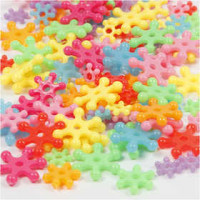 perles en plastique, d: 7-13,5 mm, la taille du trou 2 mm, Couleurs assorties, Environ 750 pieces, 125ml, env. 50 gr [HOB-617610]