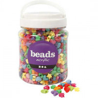 Perles plastiques Novelty, d: 10 mm, la taille du trou 3,5 mm, Couleurs assorties, 400 g, 700ml, env. 1530 pièce [HOB-61774]