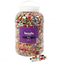 Seau de perles plastique, dim. 6-20 mm, la taille du trou 1,5-6 mm, 3000 g, 5700ml, env. 8100 pièce [HOB-61805]