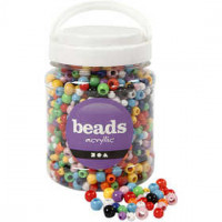 Perles Pony, d: 6-10 mm, la taille du trou 3-5 mm, Couleurs assorties, 430 g, 700ml, env. 1720 pièce [HOB-61839]