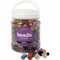 Mix de perles à facettes, dim. 10-12-16 mm, la taille du trou 1-2,5 mm, Couleurs assorties, 500 g, 700ml, env. 440 assortis [HOB-61878]