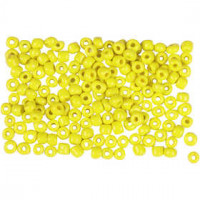 Rocailles, dim. 8/0 , d: 3 mm, jaune, 500gr, la taille du trou 0,6-1,0 mm [HOB-682012]