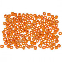 Rocailles, dim. 8/0 , d: 3 mm, orange, 25gr, la taille du trou 0,6-1,0 mm [HOB-682021]