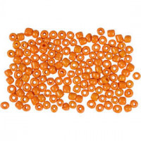 Rocailles, dim. 8/0 , d: 3 mm, orange, 500gr, la taille du trou 0,6-1,0 mm [HOB-682022]