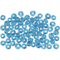 Rocailles, dim. 6/0 , d: 4 mm, turquoise transparent, 500gr, la taille du trou 0,9-1,2 mm [HOB-682542]