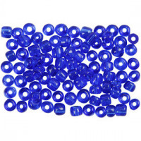 Rocailles, dim. 6/0 , d: 4 mm, cabalt transparent, 25gr, la taille du trou 0,9-1,2 mm [HOB-682551]