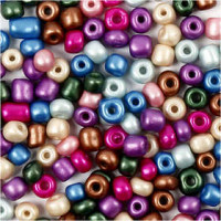 Rocaille Seed Bead Mix, size 4/0, D: 5 mm, 130 g, metallic colours [HOB-691201]