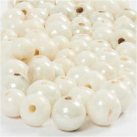 Perles lustrées, dim. 6+8+10 mm, la taille du trou 2,5 mm, blanc, 300gr [HOB-69748]