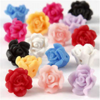 Roses en pâte, d: 16x10 mm, la taille du trou 0,5 mm, Couleurs assorties, 16assortis [HOB-69786]
