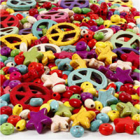 Perles d'Howlite, dim. 4-25 mm, la taille du trou 1,5 mm, couleurs franches, 840pièces [HOB-69881]