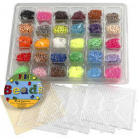 Perles à repasser, dim. 5x5 mm, dim. 5x5 mm, 7500 assortis, couleurs classiques [HOB-75299]
