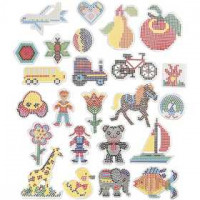 Plaque à picots, dim. 7x7,5-14x16 cm, Paquet de 24 designs différents, 24assortis [HOB-75592]