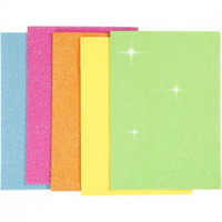 Feuilles de mousse EVA, A5 15x21 cm, épaisseur 2 mm, Couleurs assorties, glitter- neon, 5flles [HOB-769013]