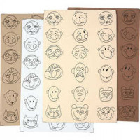 Mousse Eva visages, d: 30-40 mm, ép. 2 mm, 72 assortis [HOB-79005]