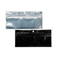 Sac zip métallisé transparent/dos noir et troue de suspension, 5x5cm (100 Pieces) [HZBB9CB]