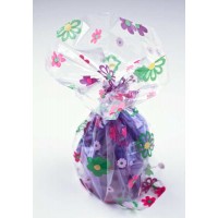 Sacs à pliure latérale imprimés fleurs 12.7 x 7.6 x 29.2cm   (100 pièces)   [G5FG]