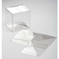 Boîtier cadeau à transparence cristalline avec fond pop up 7.6 x 7.6 x 7.6cm (25 Pièces) [PLB58]