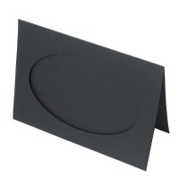  Carte passe-partout noir avec découpage rectangulaire intérieur de 10 1/2 x 16.3cm avec découpage intérieur ovale de 12.5 x 17.5cm. 240g 13.0 x 17.8cm (25 Pièces) [PJ42121] Liquidation!
