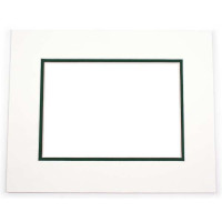 Double Passe Partout Blanc/Vert Foncé. 20.3 x 27cm pour le découpage intérieur. 27.9 x 35.6cm (10 Pièces) [MD20211]