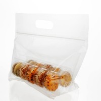 Sac plastique à macarons avec poignées et set de fermeture, sachets de 10 (100 pièces) [MBG5]
