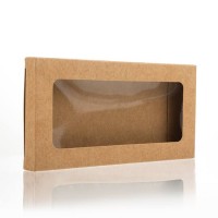 Kraft Paper Window Box with Attached PET Sheet 10 x 2.1 x 13.8cm (25 Pieces) [WKRG313]