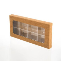 Boites kraft pour confiseries artisanales par coffrets de 8. 7 x 1.4 x 13,8cm (25 Pièces) [CNDY273]