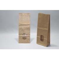 Sac à fond carré en papier kraft blanchi 70g/m2 et fenêtre transparente 30 microns (contenance 500 grammes) 10.5 x 6.5 x 27.5 cm (100 pièces) [PAB1015]