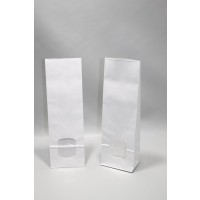 Sac à fond carré en papier kraft blanchi 80g/m2 et fenêtre transparente 30 microns (contenance 1Kg) 10.5 x 6.5 x 33 cm (100 pièces) [PAB1013]